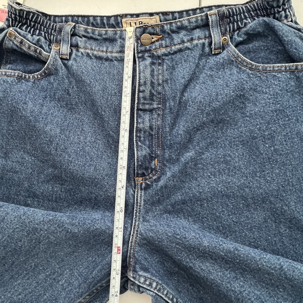 Vintage LL Bean Traveler Jeans Womens Petite 16 Blue Denim Comfort Waist Tapered - Picture 11 of 12